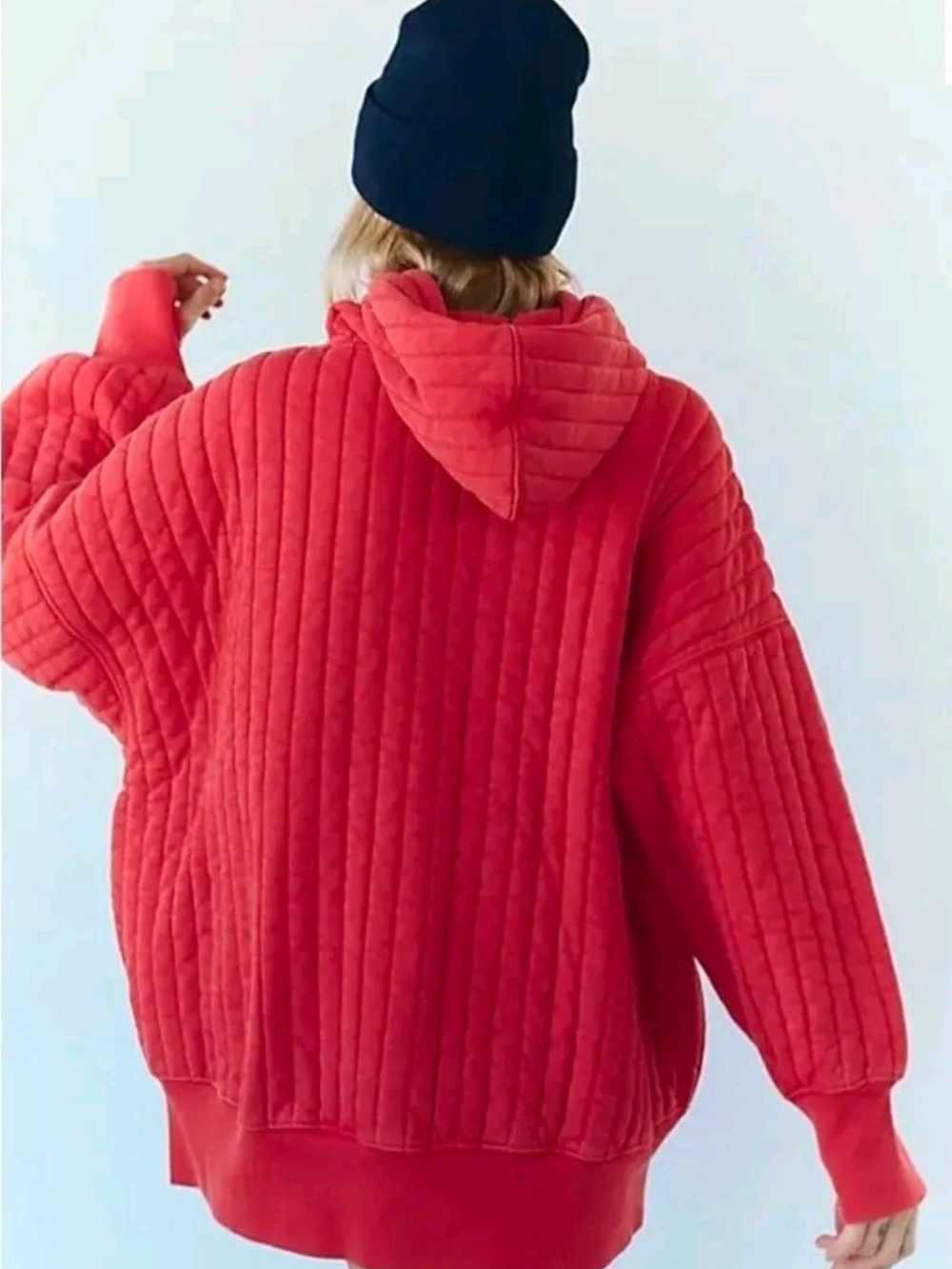 FP Movement by Free People Quilted Oversized Hoodie in Red - Picture 4 of 8
